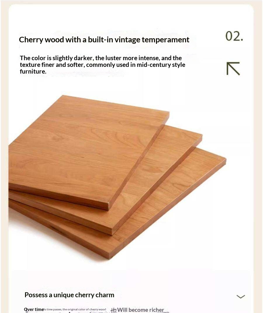 Cherry Solid Wood Platform Bed with Slightly Reclined Panel Headboard and Tapered Legs