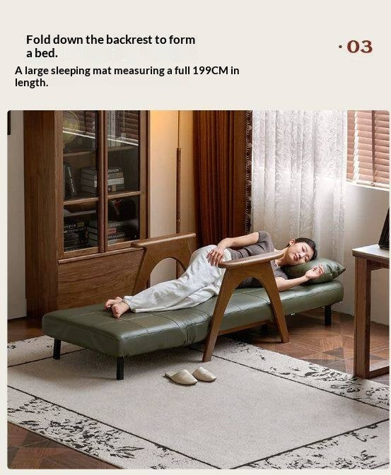 Oak Solid Wood A-Frame Accent Chair with Adjustable Backrest and Sleeper Function