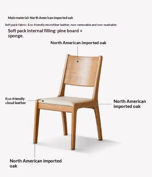 4 pcs -Oak Solid Wood Dining Chair Modern Style