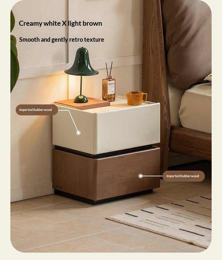 Solid RubberWood Two-Tone Nightstand