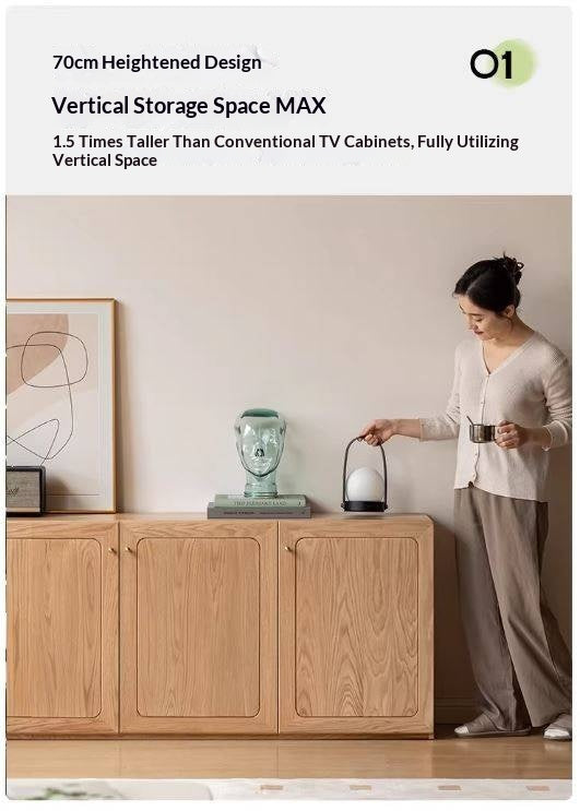 Oak Solid Wood Modern Floor Storage TV Cabinet.