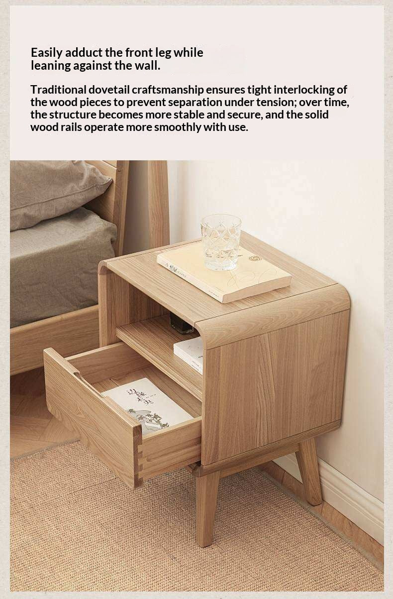 Ash Solid Wood Storage Modern Nightstand