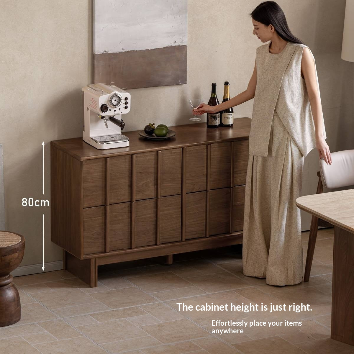 Black Walnut Solid Wood Wabi-Sabi Style Chest Of Drawers