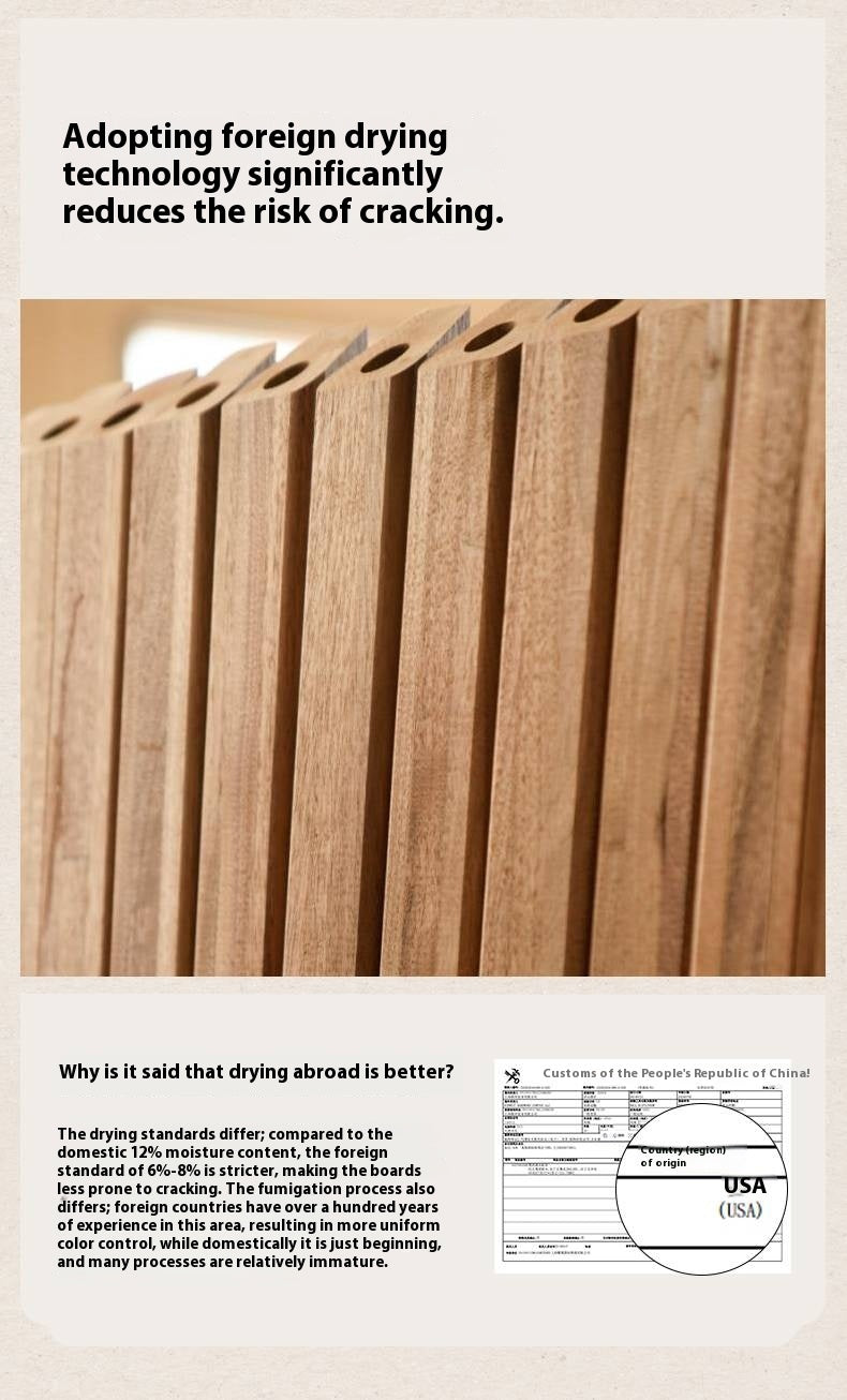 Black Walnut, Oak Solid Wood Nordic Bookcase with Glass Door