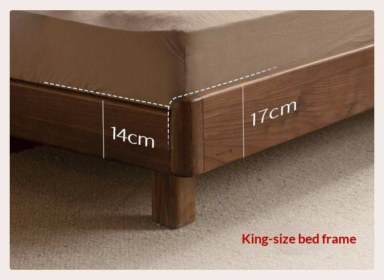 Black Walnut Solid Wood Bed with Italian Light Luxury Design