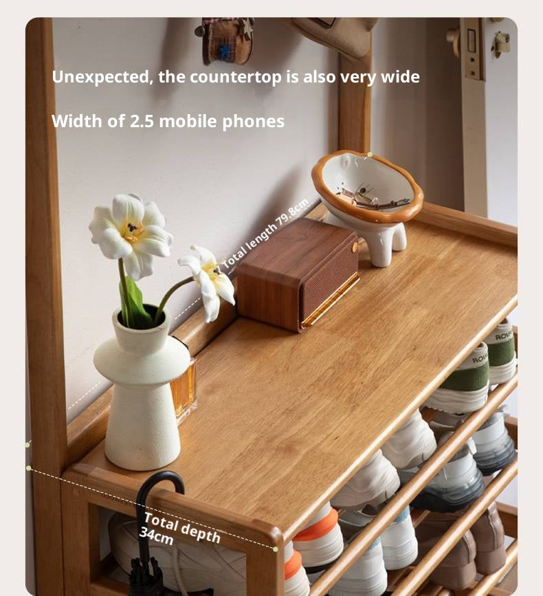 Solid Rubberwood Modern Minimalist Multi Layer Shoe Rack