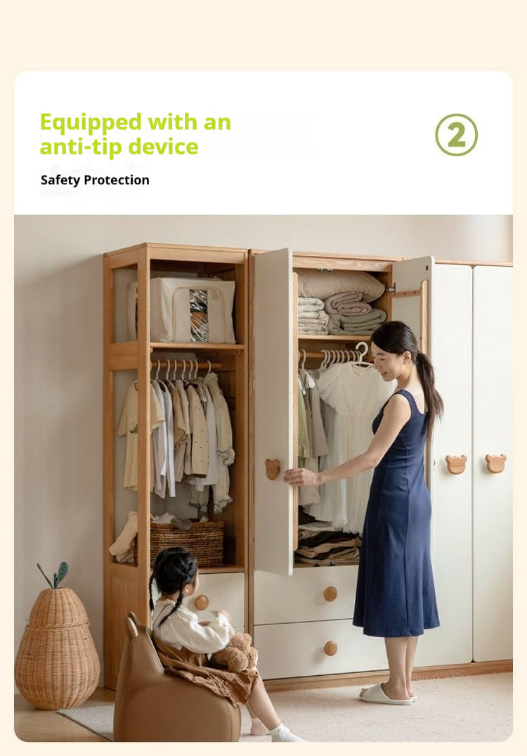 Oak Solid Wood Kids Wardrobe Combination