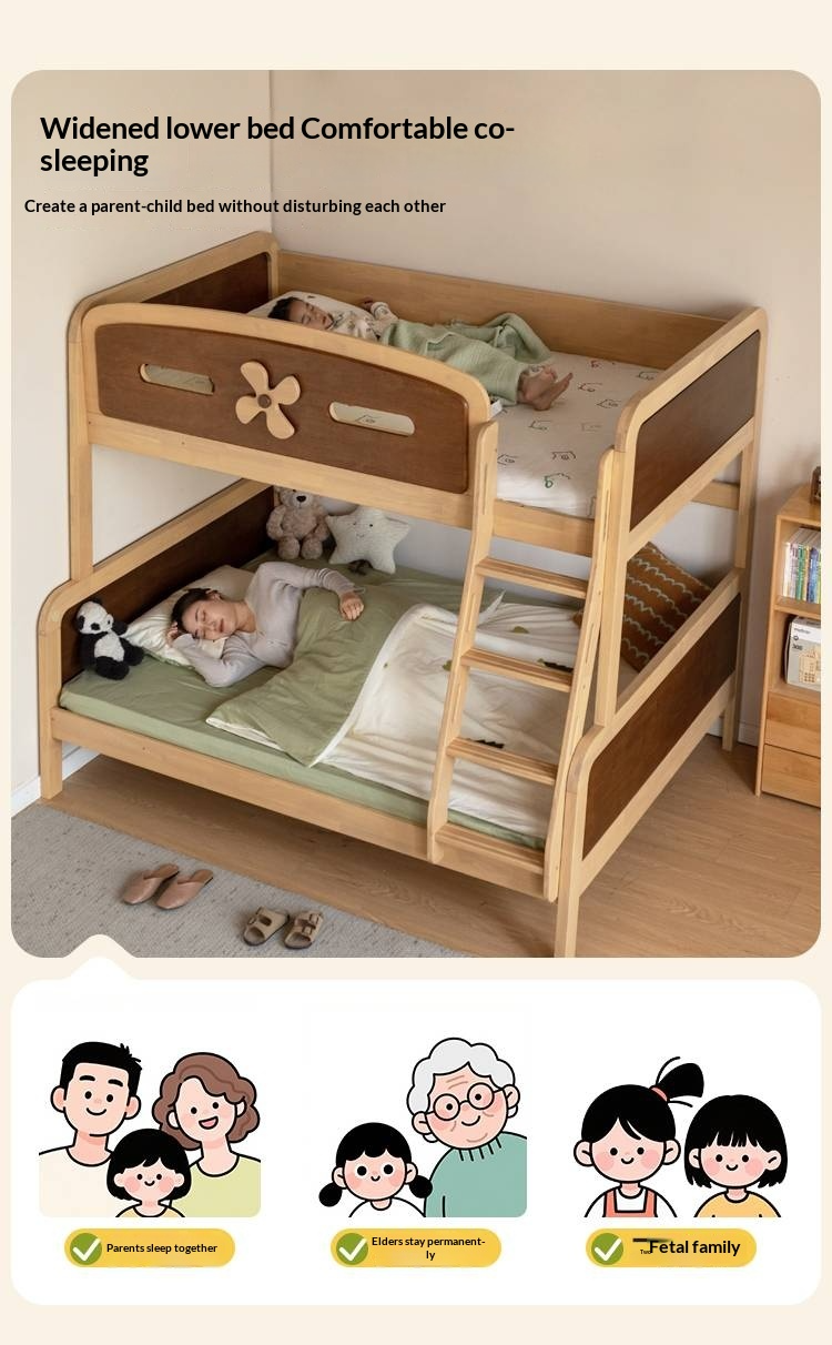 Rubberwood Solid Wood Children's Bunk Bed