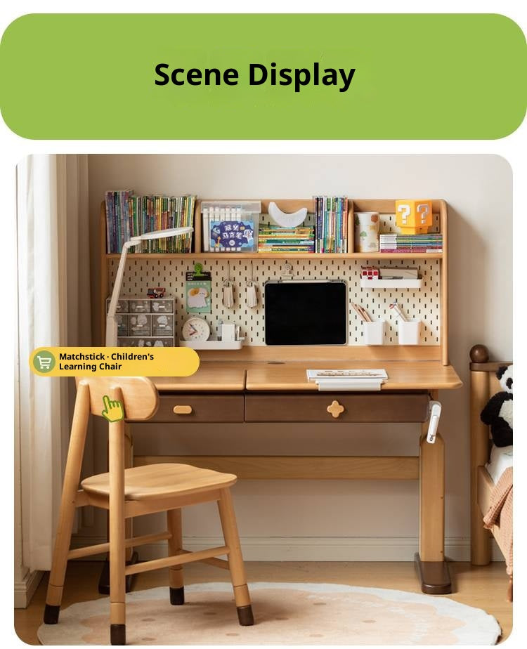 Beech Solid Wood Adjustable Height-Adjustable Study Desk