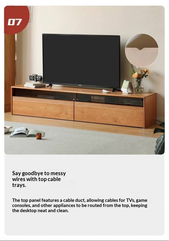 Cherry Solid Wood Floor TV Cabinet