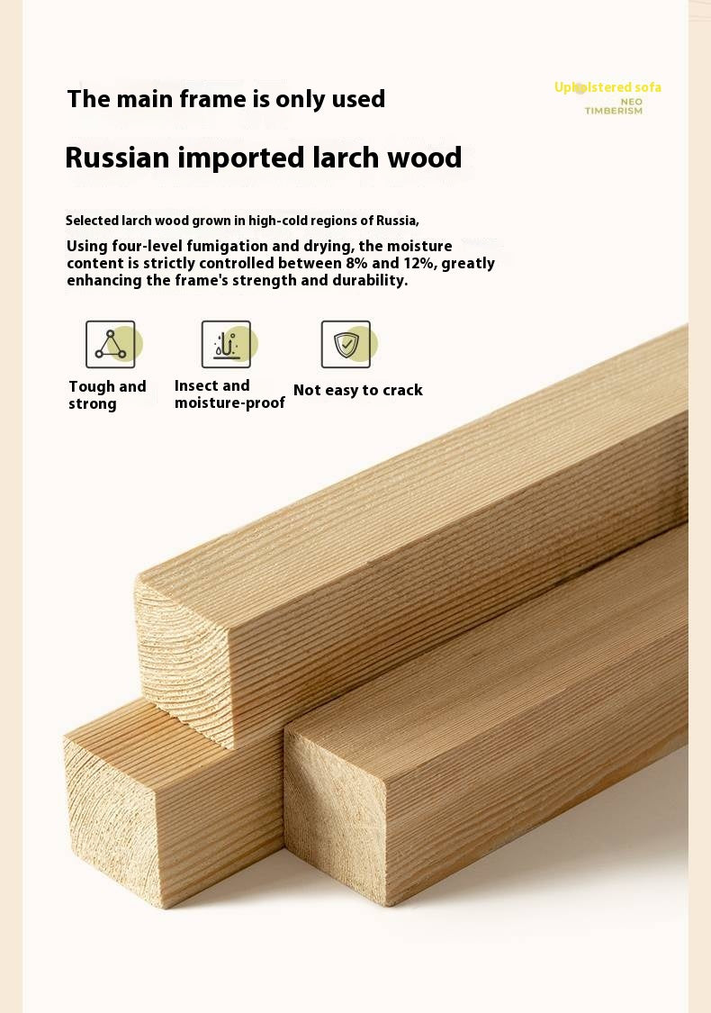 Oak Solid Wood Fabric imitation cotton and linen Sofa