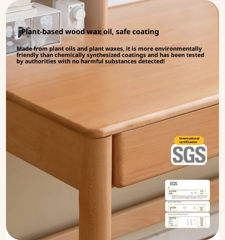 Beech Solid Wood Bookshelf Integrated Сhildren's Learning Desk