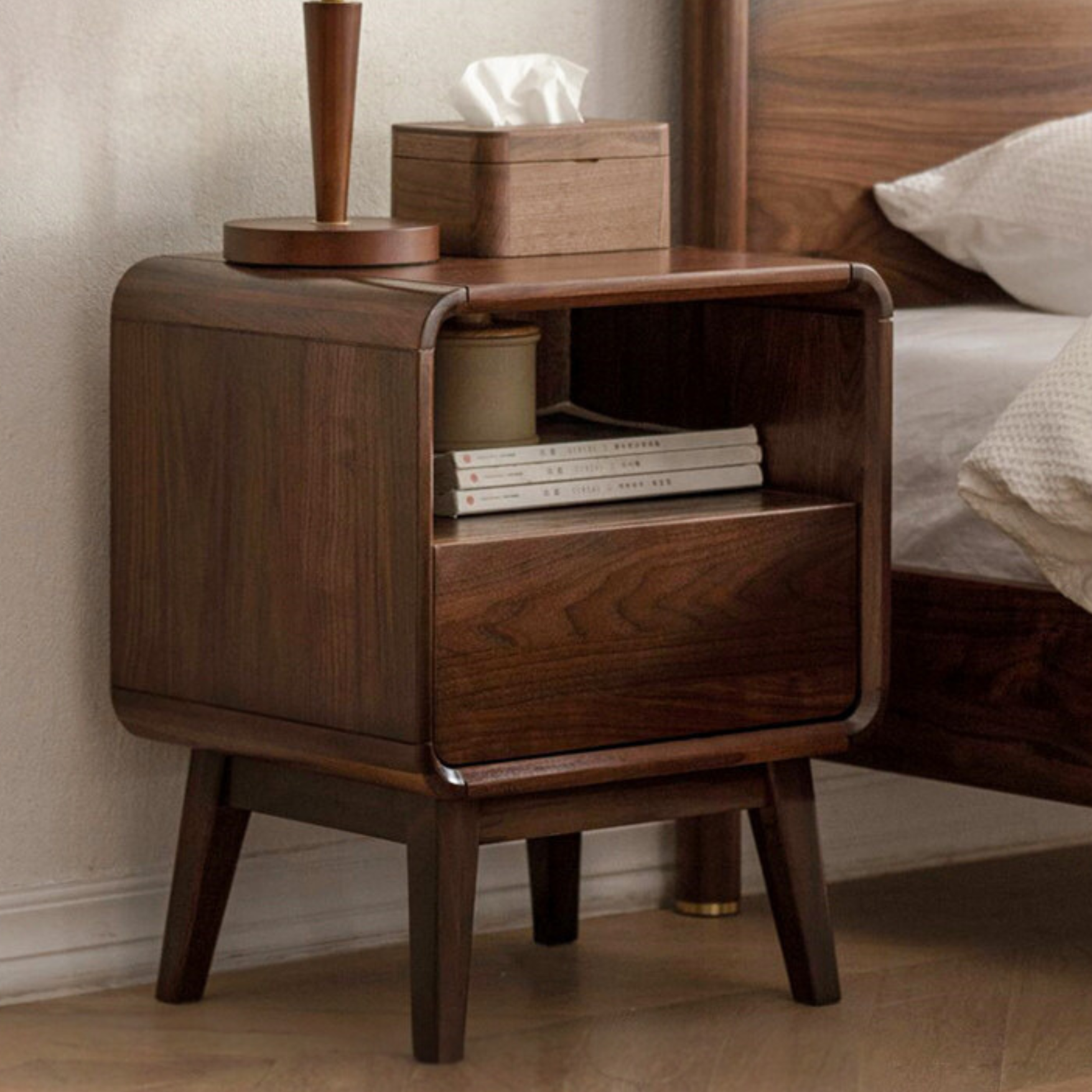 Black walnut, Ash solid wood modern nightstand