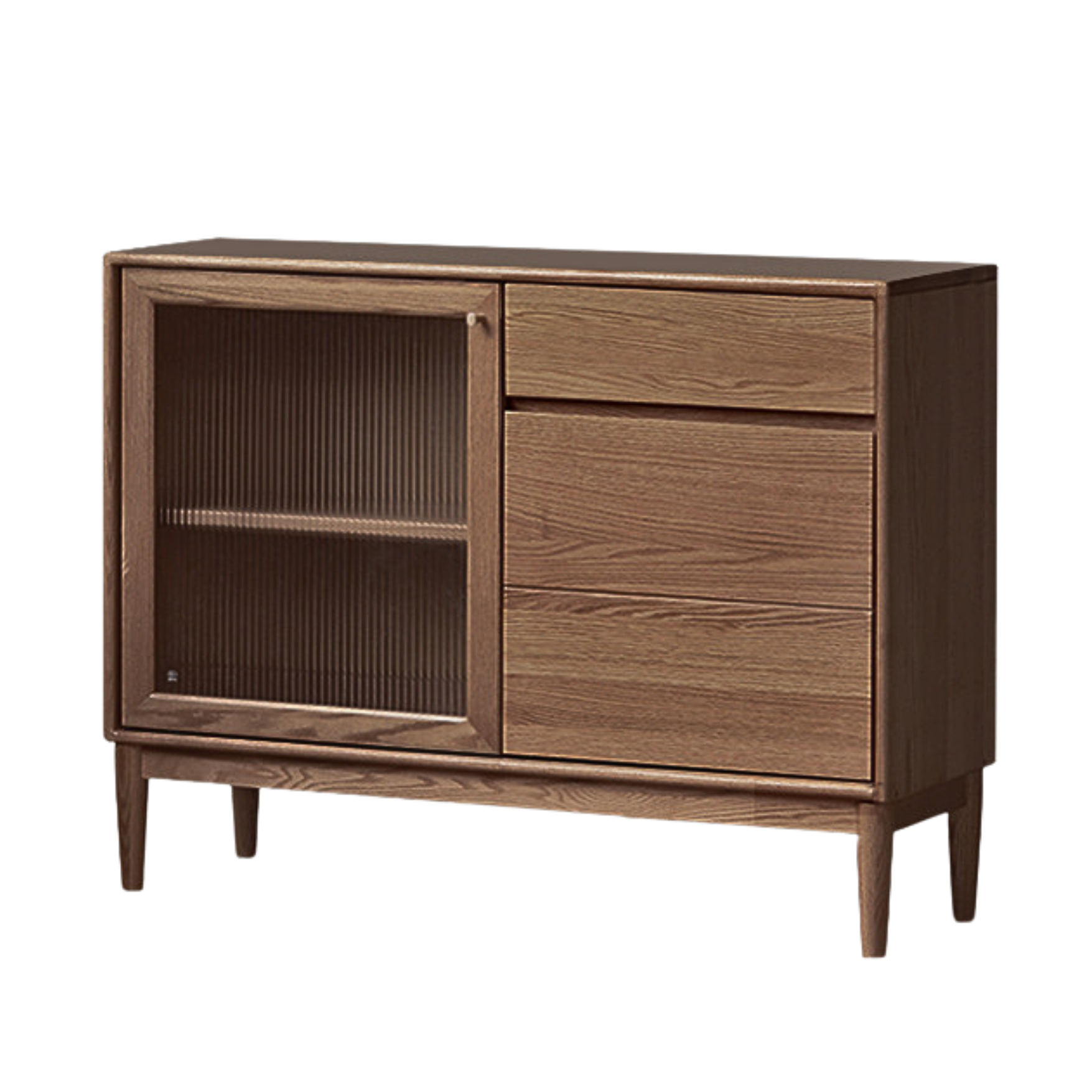 Oak solid wood modern dining sideboard against the wall,