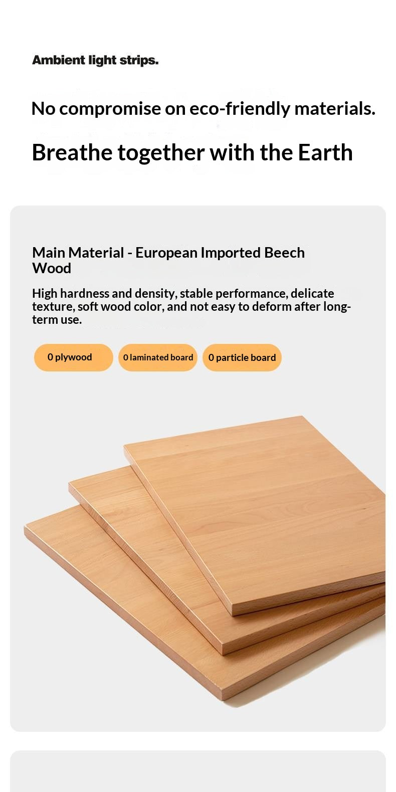 European Beech Solid Wood Storage Side Cabinet Combination