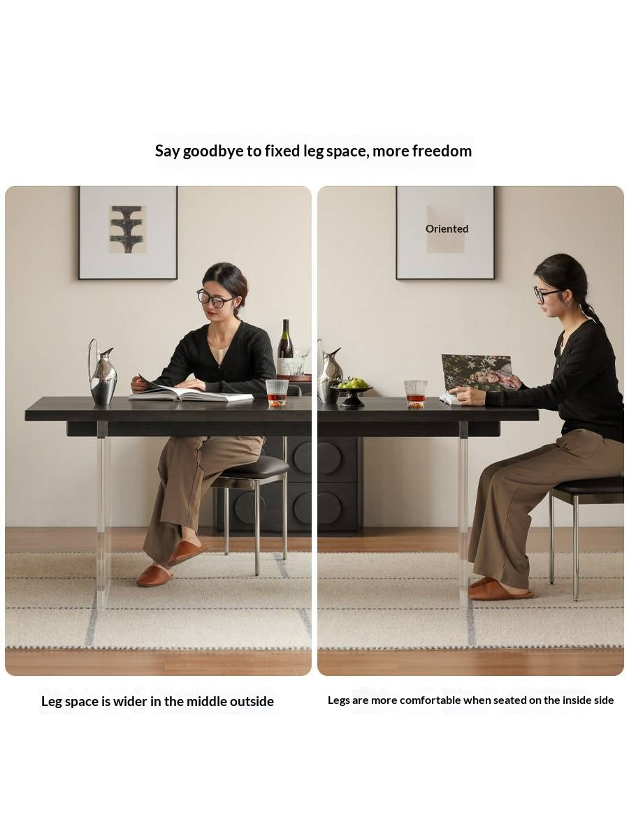 Ash Solid Wood Suspended wabi-sabi style black Dining Table