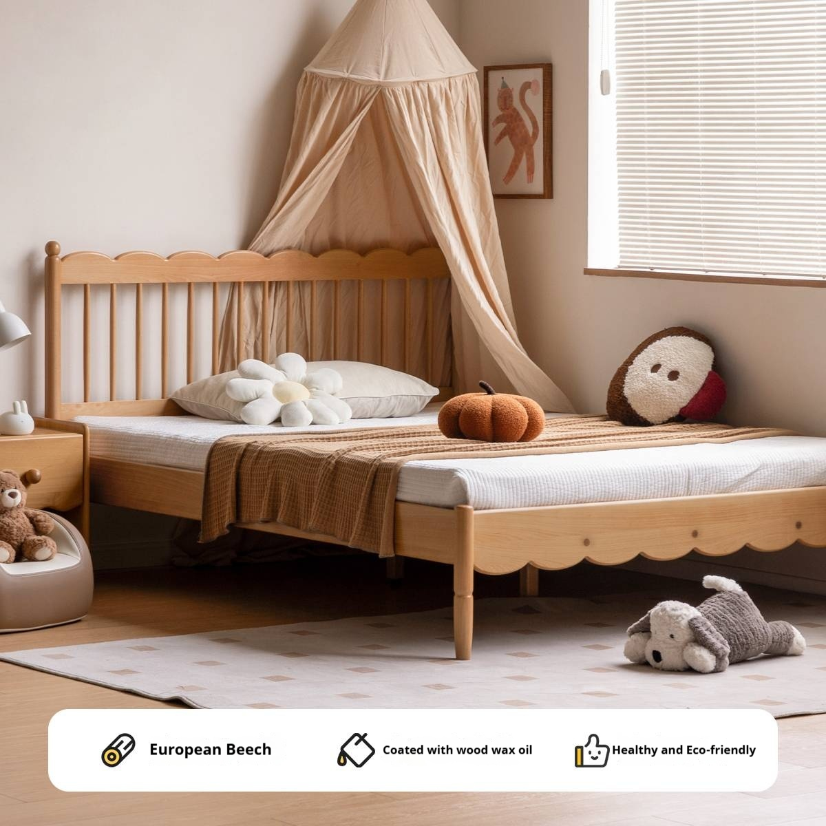 Oak solid wood children's bed<