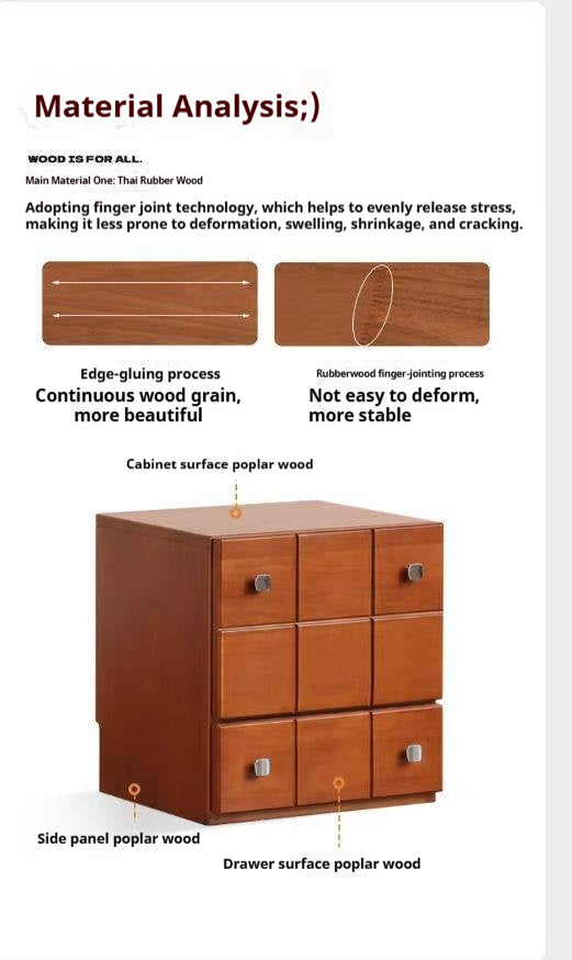 Poplar, Rubber Solid Wood Retro Style Side Cabinets.