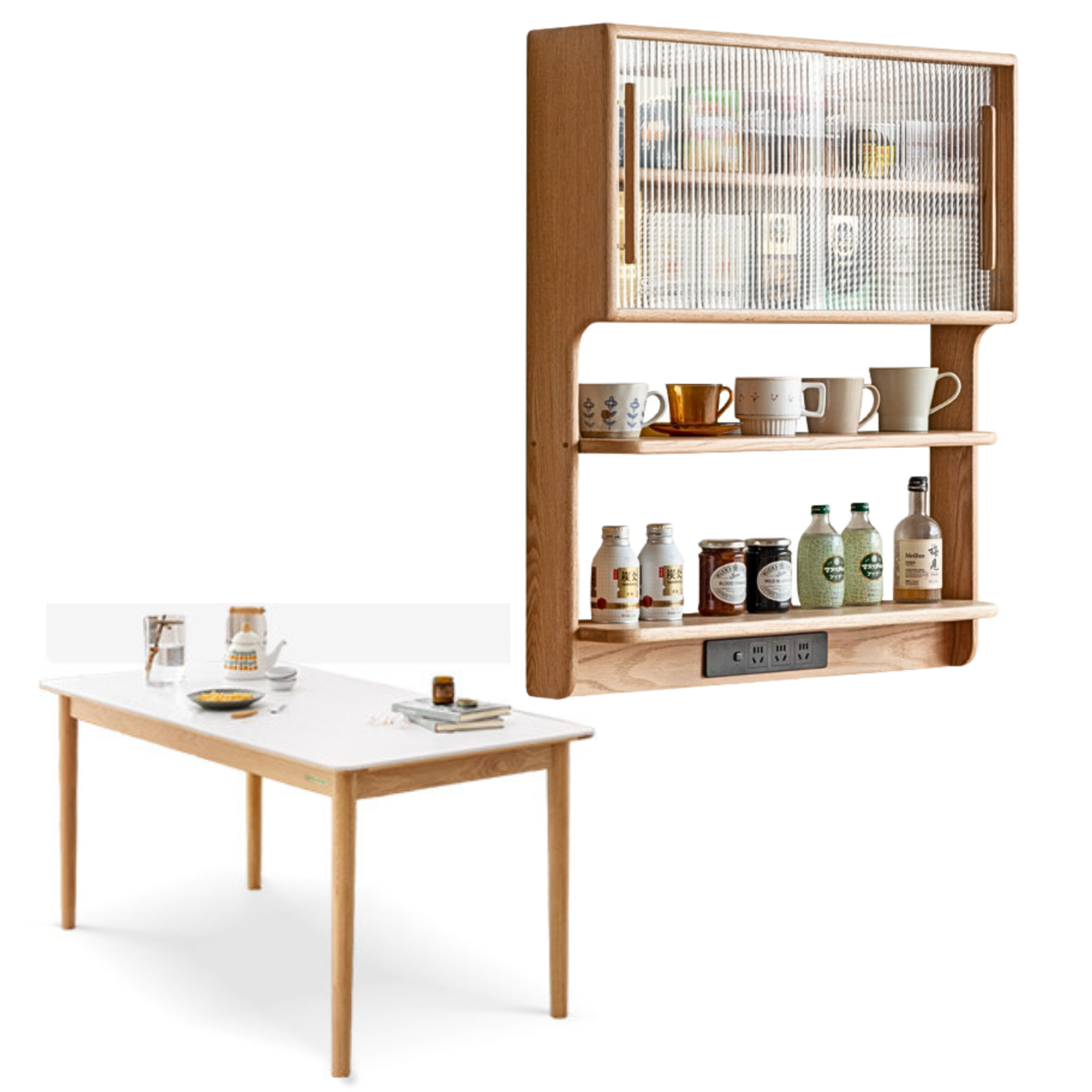 Oak, Cherry Wood  Solid Wood Wall-Mounted Suspended Cabinet