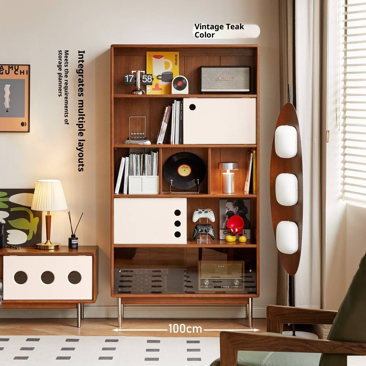 Poplar, Cherry Solid Wood Ancient Style Bookcase