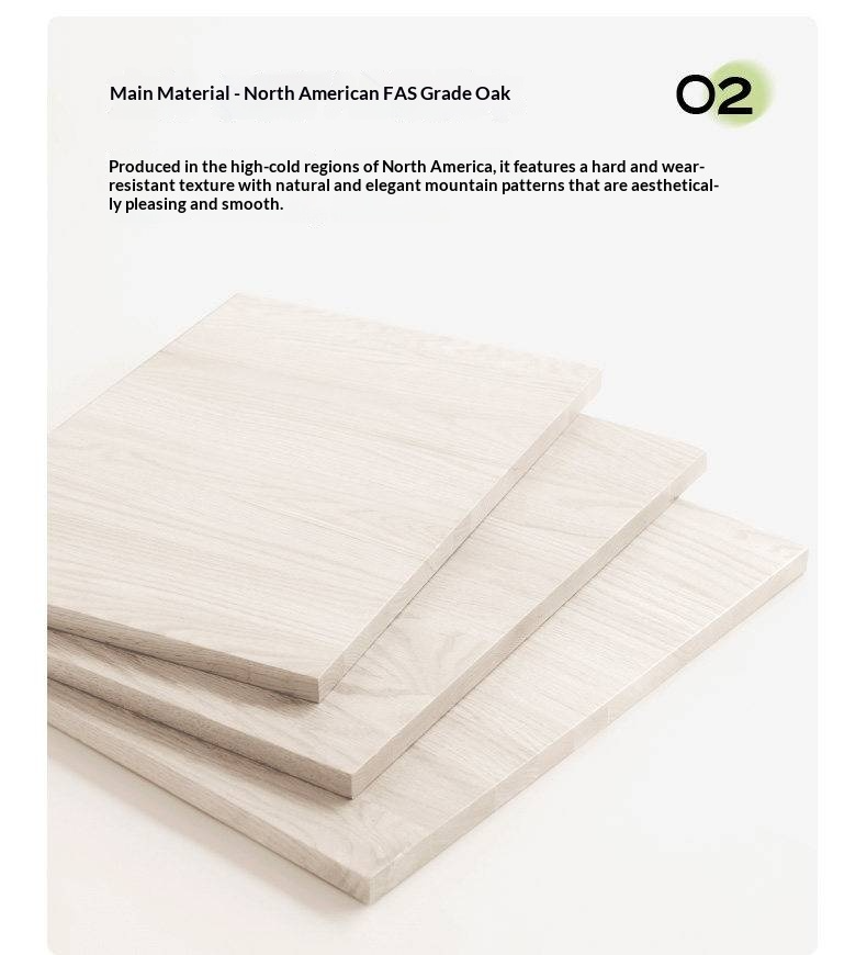 Oak Solid Wood Bed — Cream Style with Slanted Backrest