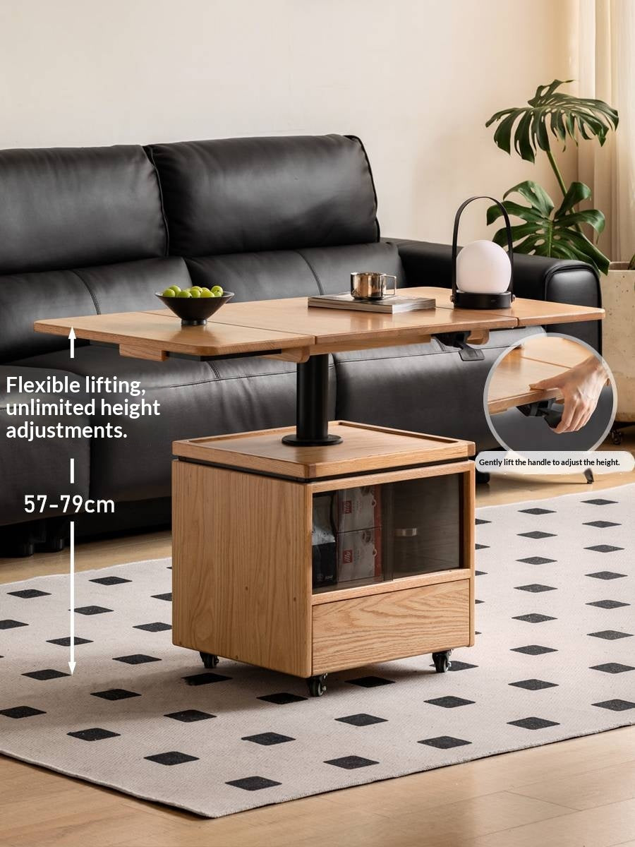 Oak Solid Wood Modern Mobile Elevating Coffee Table
