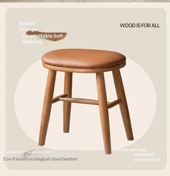 Ash, Cherry Solid Wood Dressing Stool