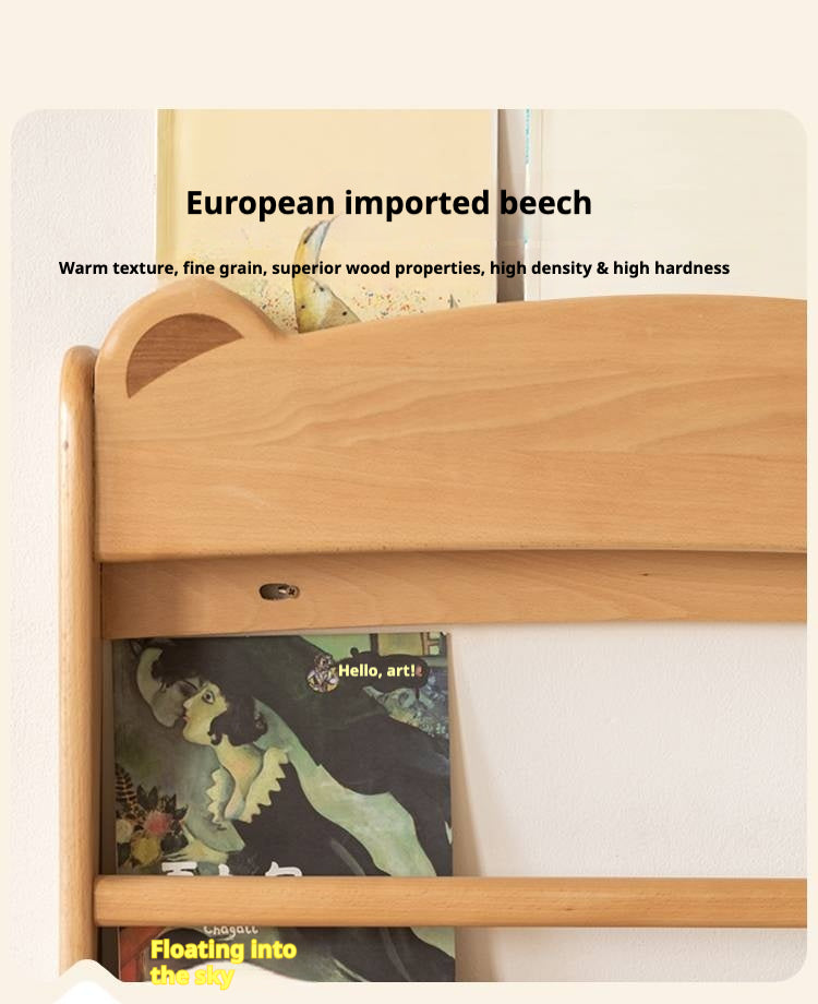 Beech Solid Wood Children's Multi-Layer Narrow Bookshelf.