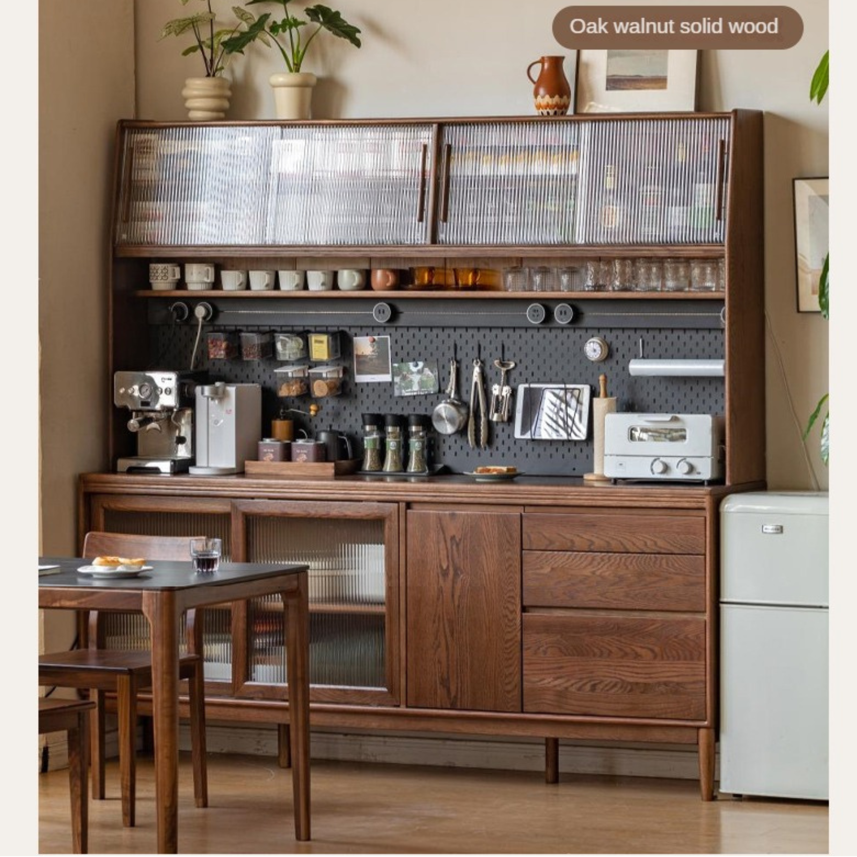 Black walnut Solid Wood Rock Board Sideboard ,