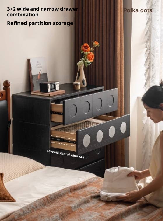 Oak Solid Wood Vintage Style Five-Drawer Chest