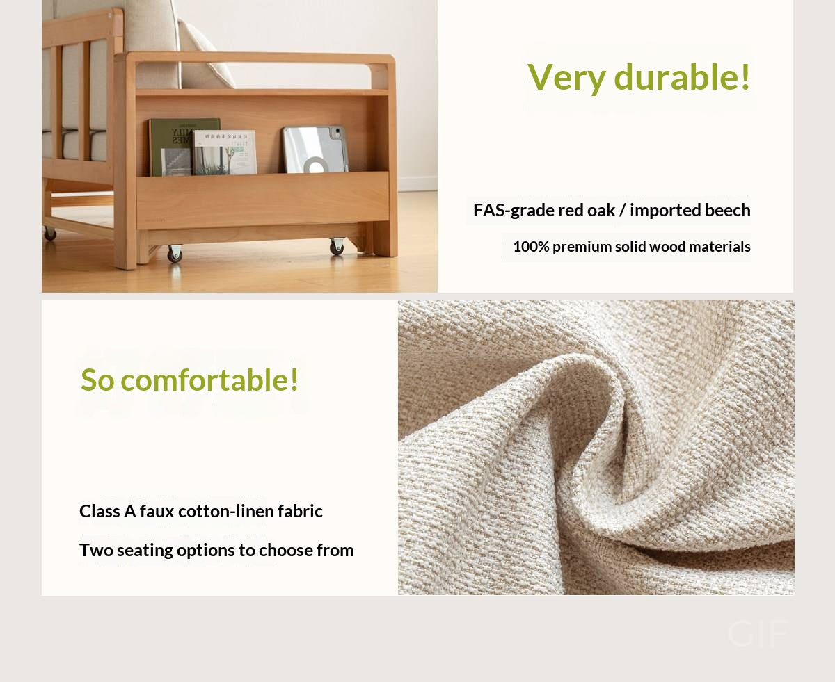 Oak, Beech Solid Wood Multifunctional Storage Sofa Bed