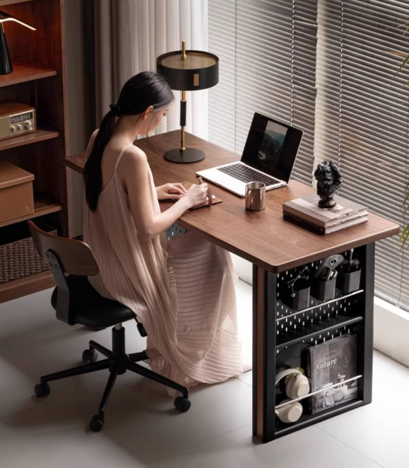 Black Walnut, Merbau Solid Wood Italian Light Luxury Computer Desk