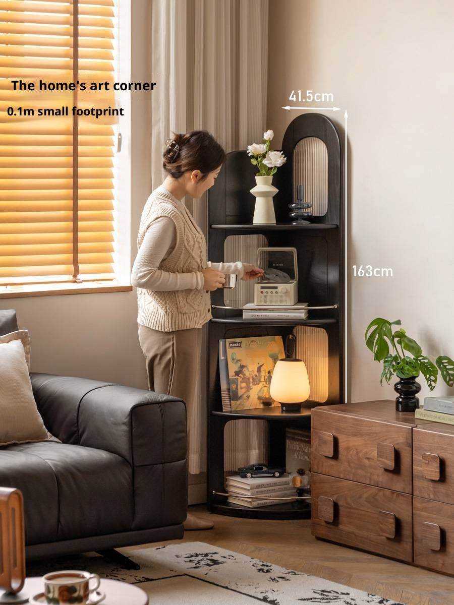 Oak Solid Wood Bauhaus Style Corner Bookshelf