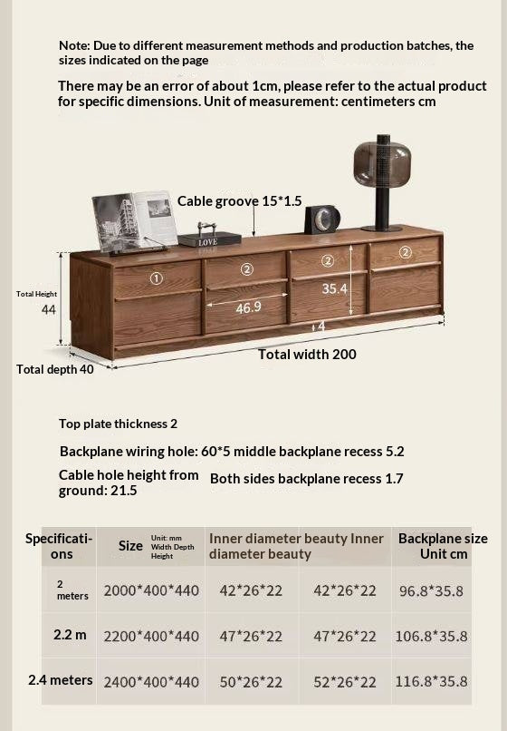Ash Solid Wood Italian Luxury Floor-Standing TV Cabinet