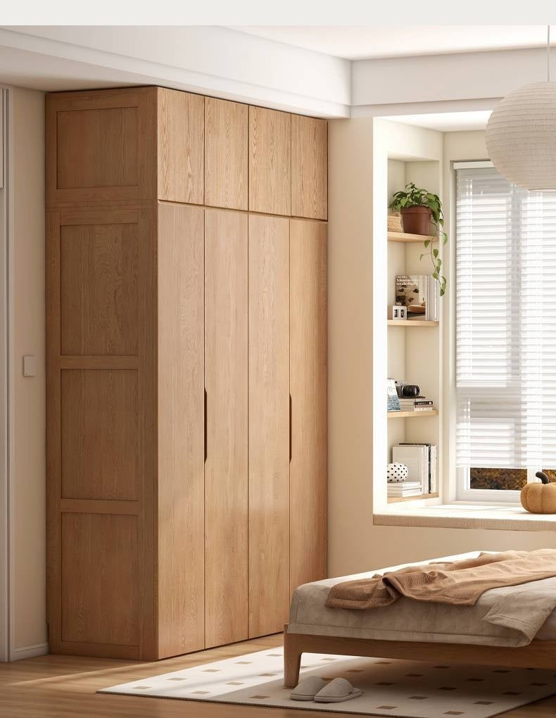 Oak, Ash Solid Wood Wardrobe Sliding Door.