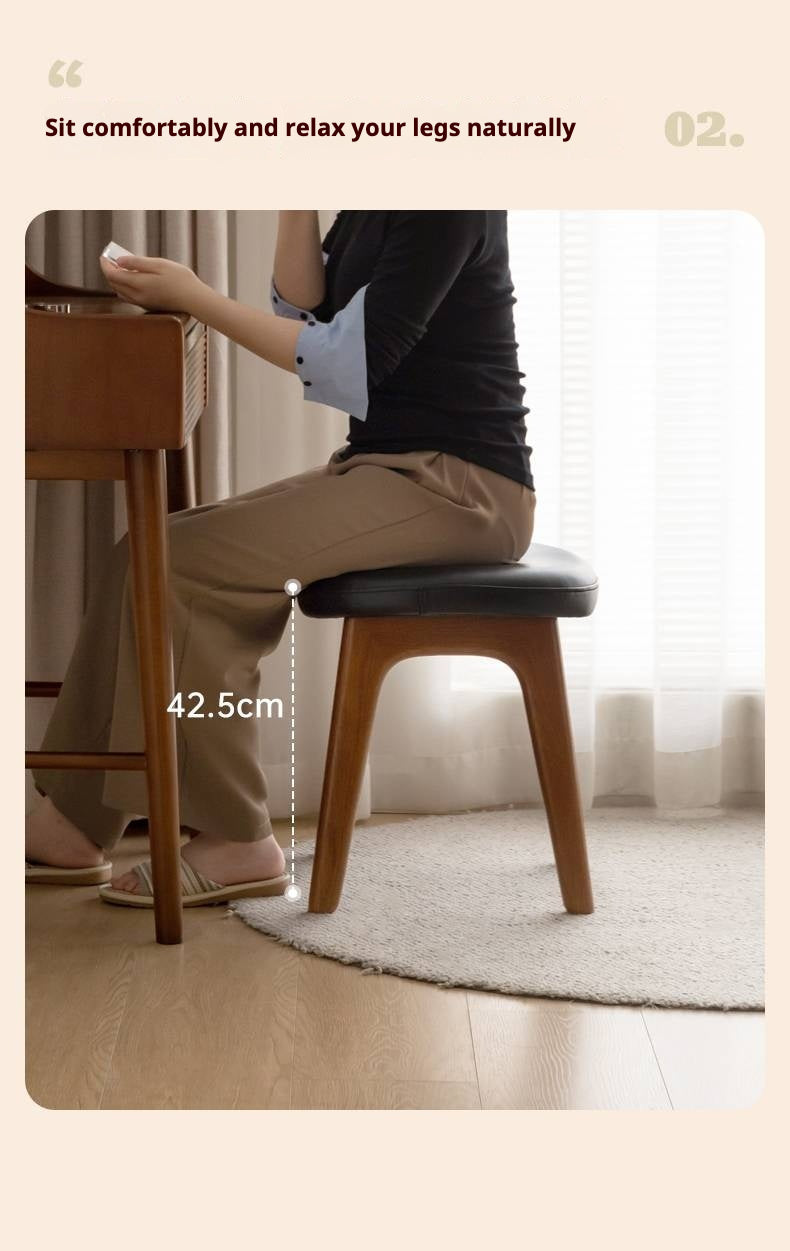Oak, Cherry Solid Wood Makeup Stool.