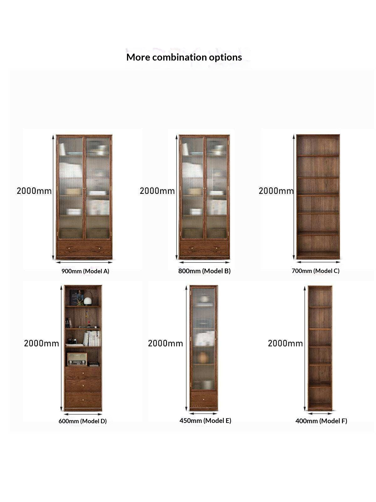 Oak Solid Wood Dust-Proof Glass Door Wall Floor-To-Ceiling Bookshelf