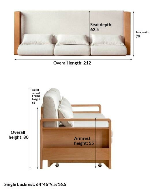 Oak, Beech Solid Wood Multifunctional Storage Sofa Bed