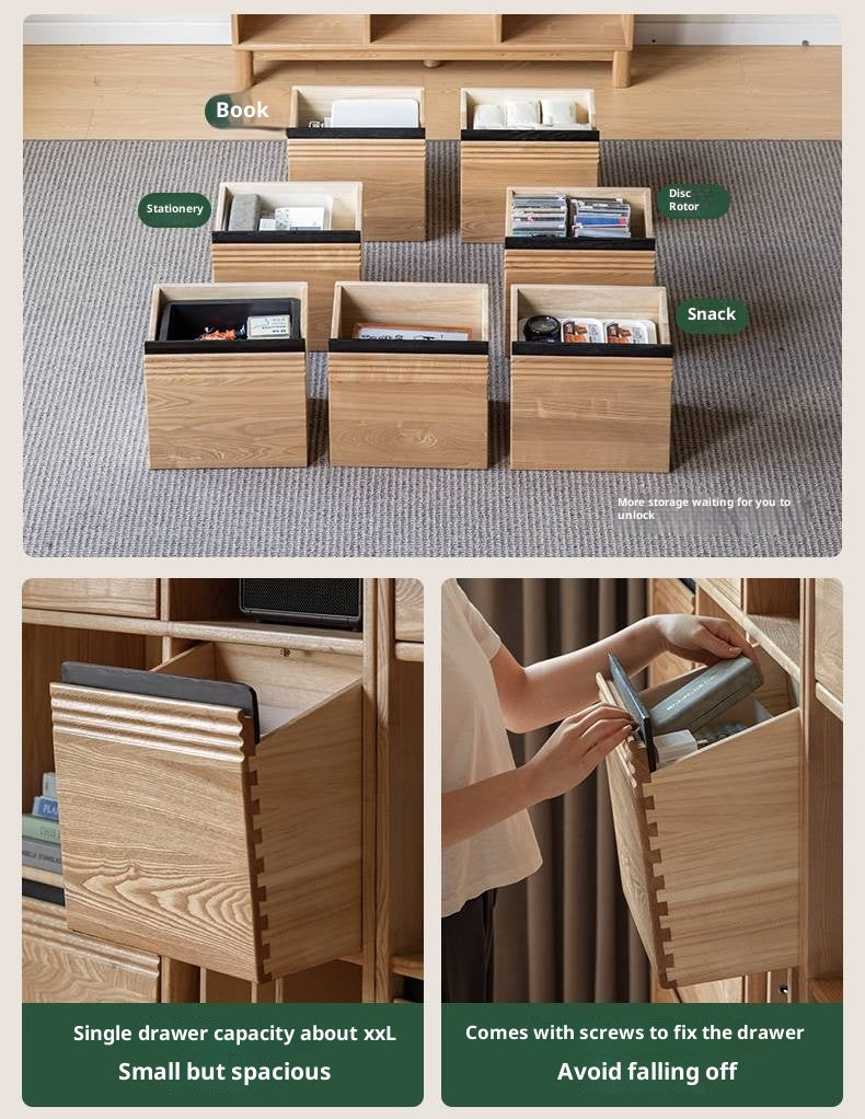 Ash Solid Wood Modern Grid Bookcase