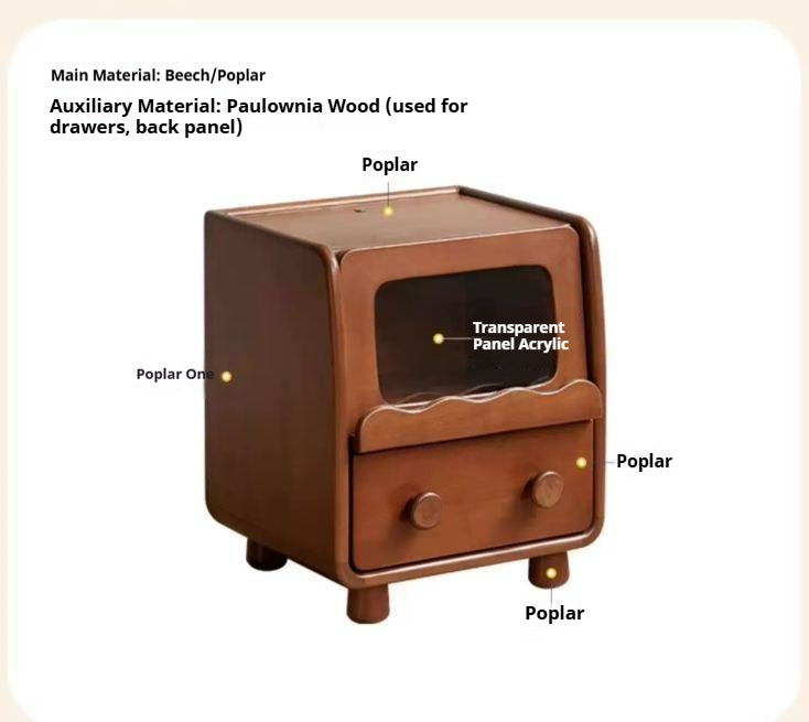 Beech, Poplar Solid Wood Kids Nightstand.