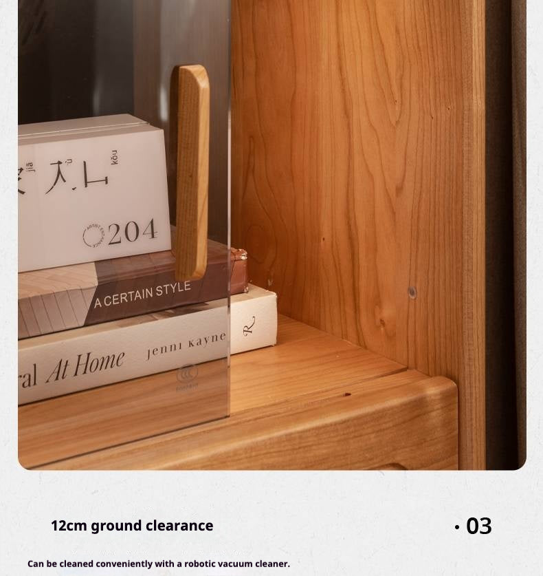 Cherry Solid Wood Retro Storage Side Cabinet.