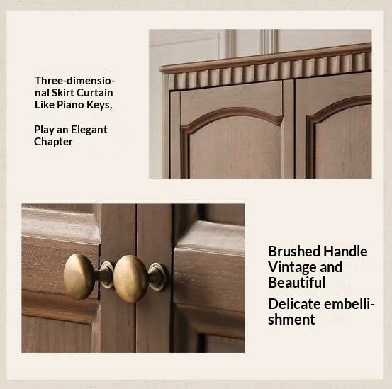 Black Walnut Solid Wood Wardrobe with American Retro Style and Light Luxury Finish