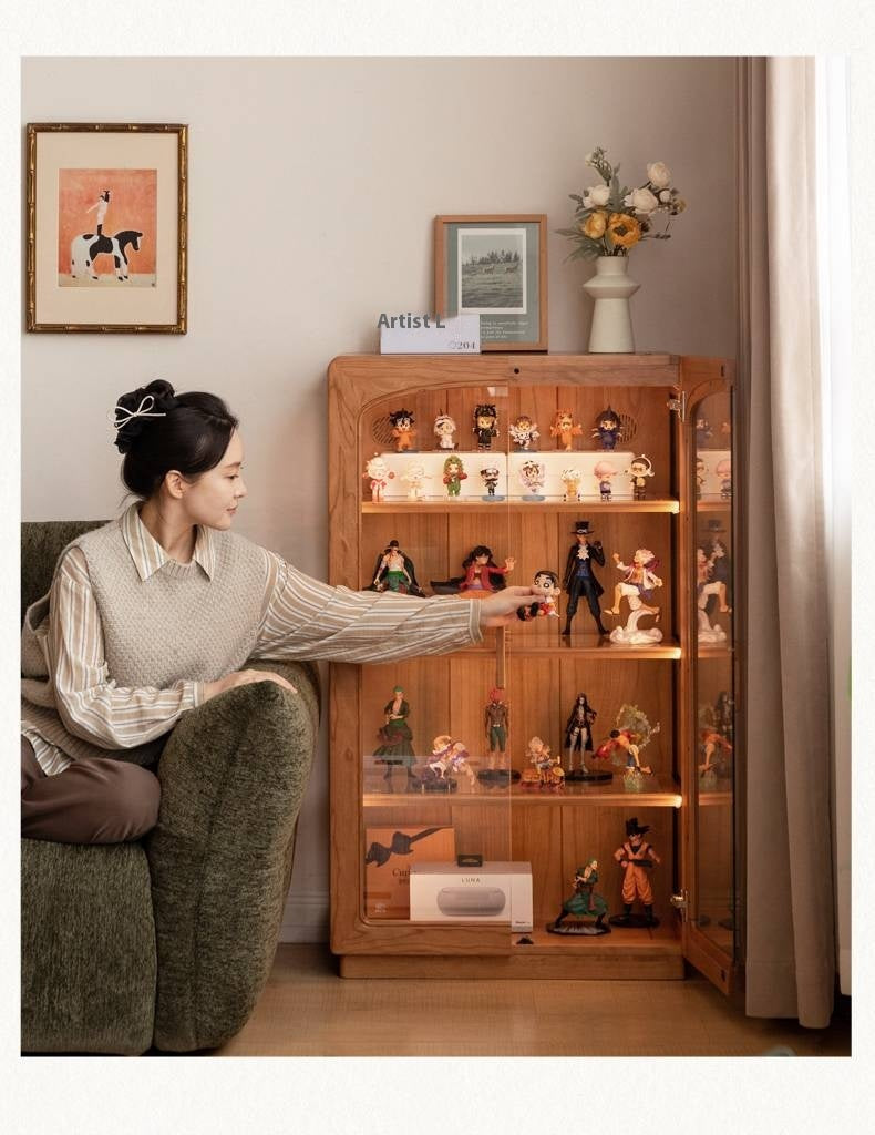 Cherry Solid Wood Retro Style With Light Side Cabinet