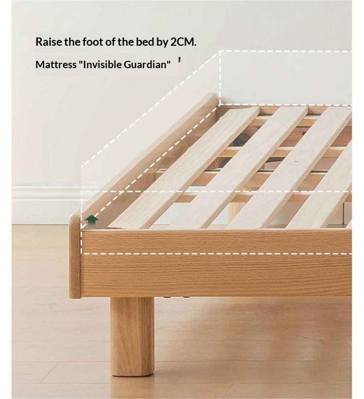 Oak Solid Wood Platform Bed, Headboard-Free Bed
