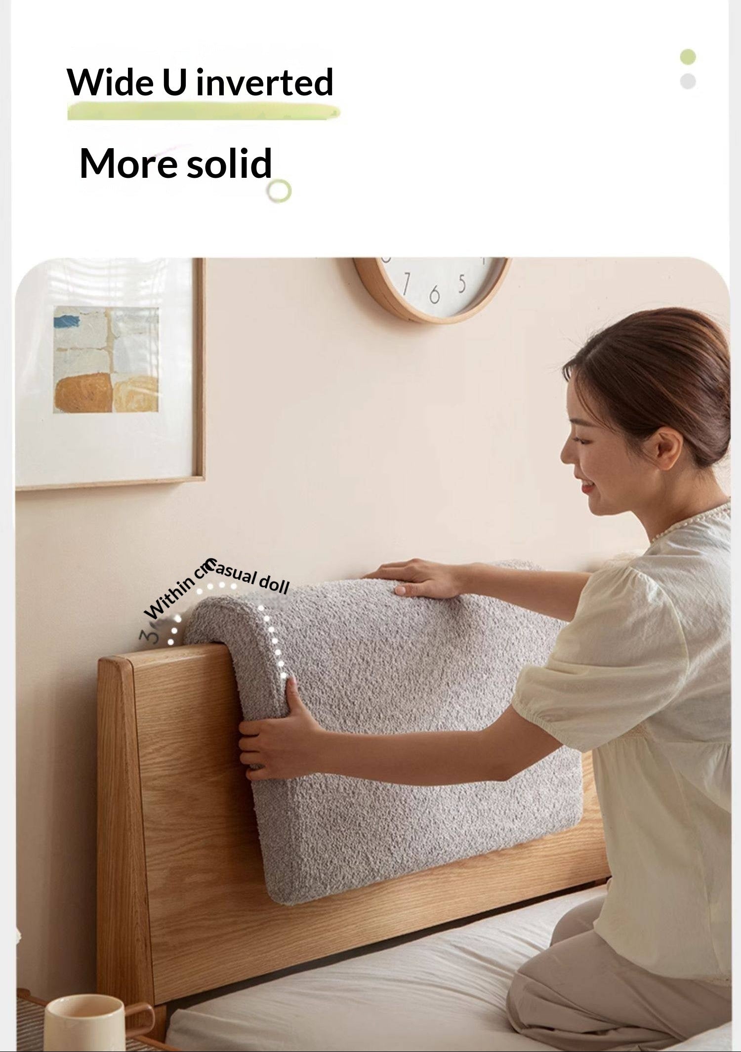 Lambswool Hanging Headboard Pillow in Creamy Style