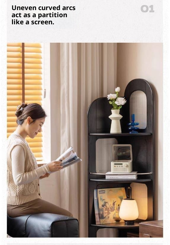 Oak Solid Wood Bauhaus Style Corner Bookshelf