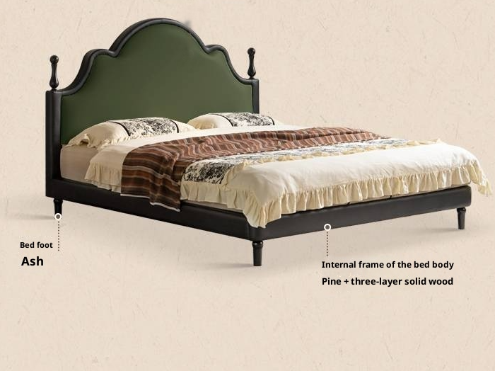 Fabric Soft Velvet Bed French Retro Style