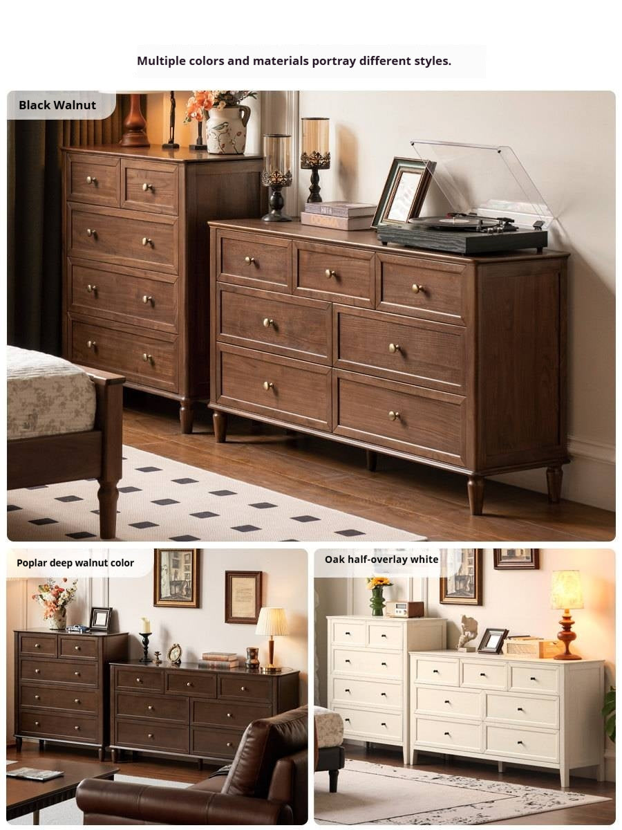 Solid RubberWood, Oak Solid Wood American Style Dresser, Drawers