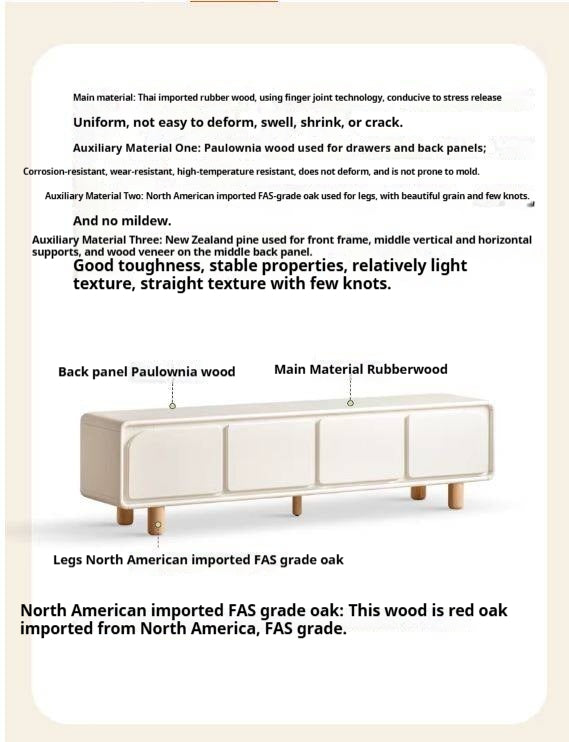 Solid RubberWood TV Cabinet with Drawers.