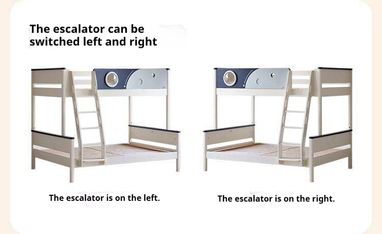 Rubberwood Solid Wood Spaceship-Themed Bunk Bed with Porthole Window